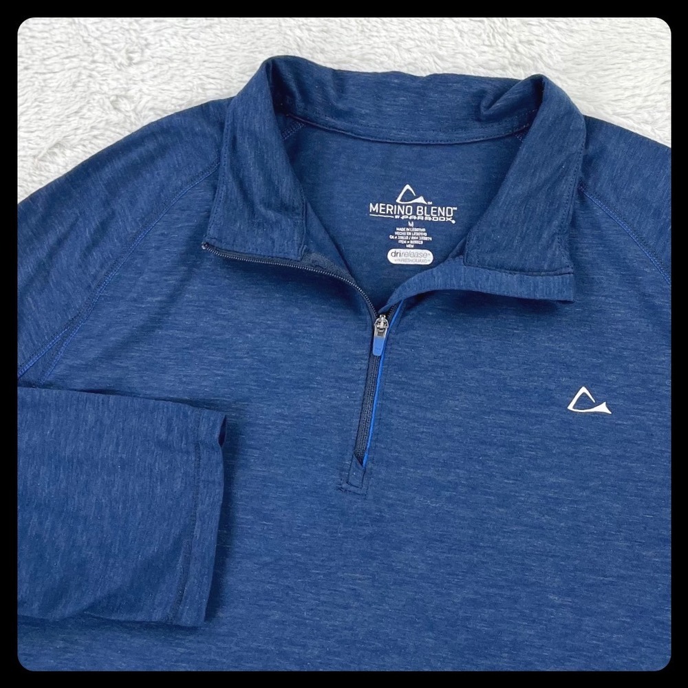 Paradox Merino Blend Pullover Men's MEDIUM Blue 1/4 Zip‎ Dri-Release Performance